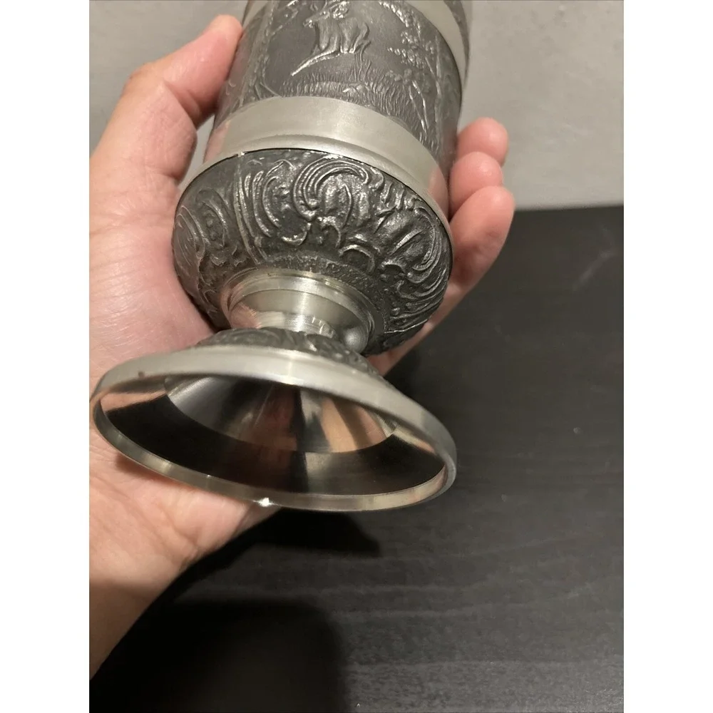 Vintage Mullingar Ireland Pewter Goblet with Deers - Picture 9 of 16